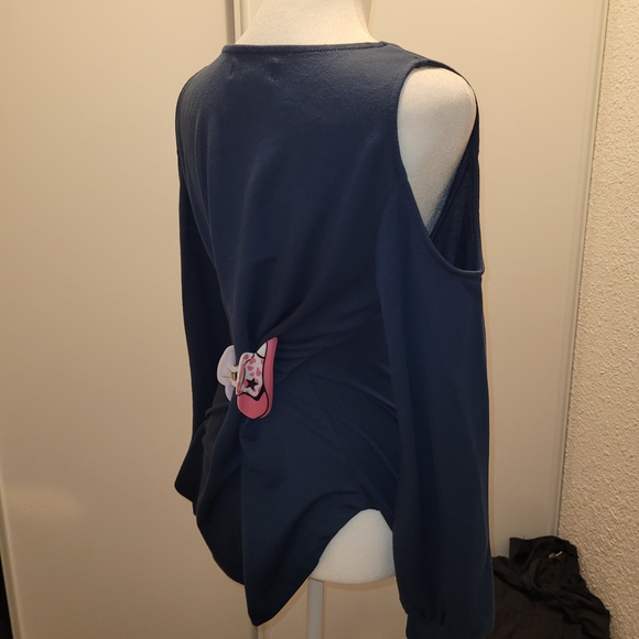 Women's Navy Cold Shoulder Top - Picture 3 of 7